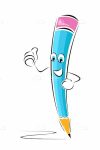 Cartoon Pencil with Thumbs Up